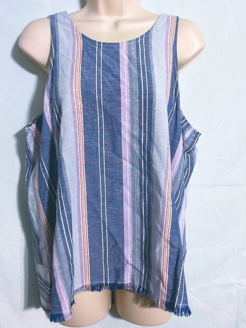 Drew Cute Sleeveless Striped Top Size L